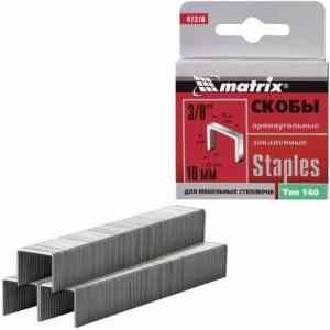  Скобы matrix 41310, длина 10мм, ширина 10.6мм, сечение 1.25х0.6 мм, 1000 шт.