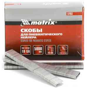  Скобы matrix 57653, длина 16мм, ширина 5.7мм, сечение 1.25x1мм, 5000 шт.