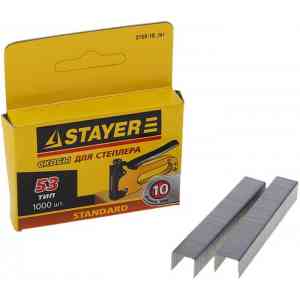  Скобы stayer standart 3159-10, длина 10мм, ширина 11.3мм, сечение 0.75x0.7мм, 1000 шт.